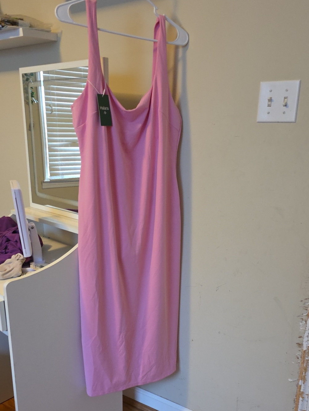 HALARA Baby Pink Midi Dress
